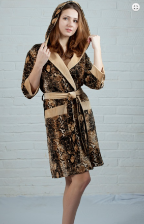 Халат Nusa S 15110 женский питон с капюшоном кор