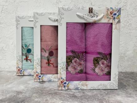 Набор Flossy Life woman цветы(50*90+70*140) 100% хлопок