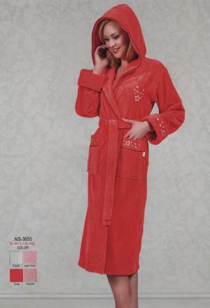 Халат Nusa S 3655 женский с капюшоном дл