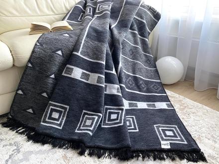 Плед cotton Rajtex 200*220 Геометрия серая 07307с