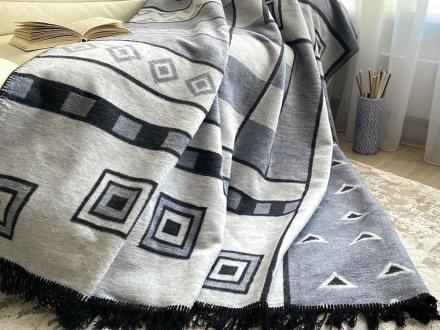 Плед cotton Rajtex 200*220 Геометрия серая 07307с