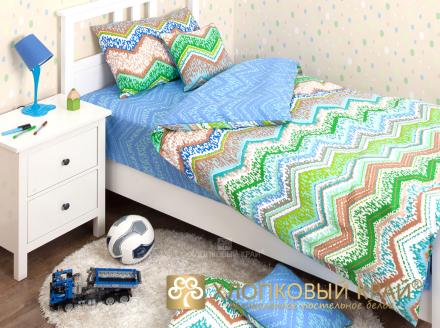 КПБ (1,5 сп. с нав. 50*70; RUS; ранфорс; 1) 5565/2 Zigzag green