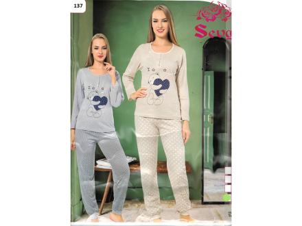 Домашний костюм футболка с длинным рукавом + брюки 137