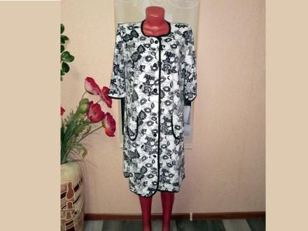 Халат велюровый на пуговицах М-202