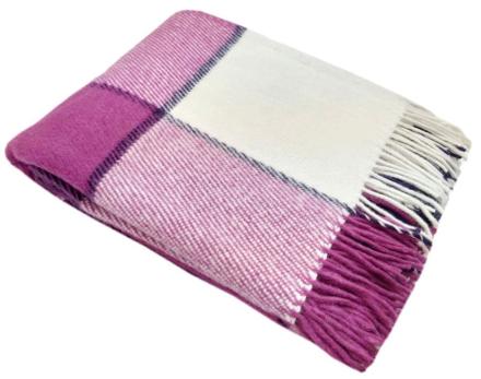 Плед Эльф 170*210 бел-фукс-слив новозеландская шерсть