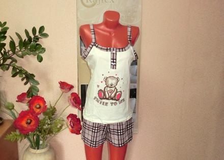Домашний костюм майка на бретельках + шорты Мишка ТК995