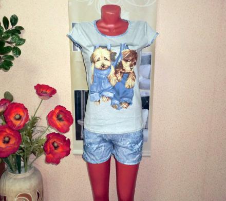 Домашний костюм футболка + шорты ДК83