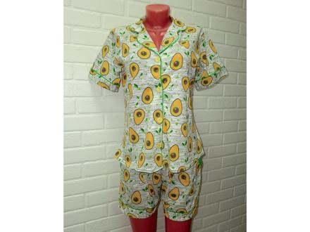 Домашний костюм  рубашка+шорты Авакадо