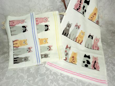 Полотенце Коты в ряд 70*140 Китай (6шт)