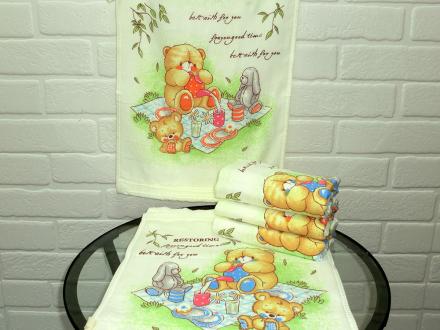 Полотенце лен махра Мишка 34*75 арт.8504302