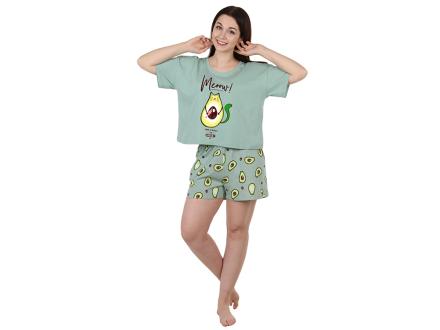 Домашний костюм футболка + шорты 1502 авокадо
