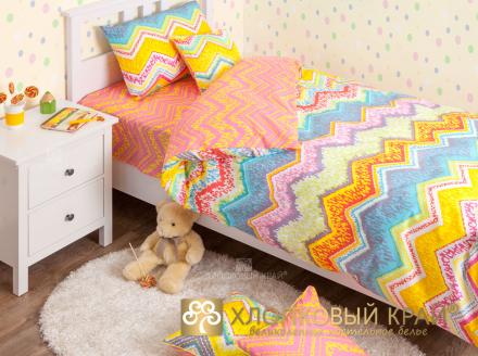 КПБ (1,5 сп. с нав. 70*70; RUS; ранфорс; 1) 5565/1 Zigzag orange